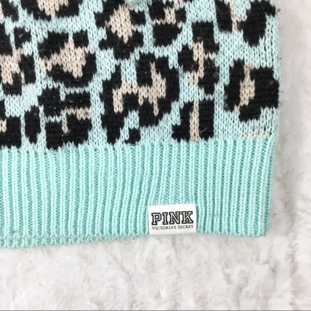 VS PINK ~ Mint Leopard Print Oversized Sweater - Picture 4 of 8